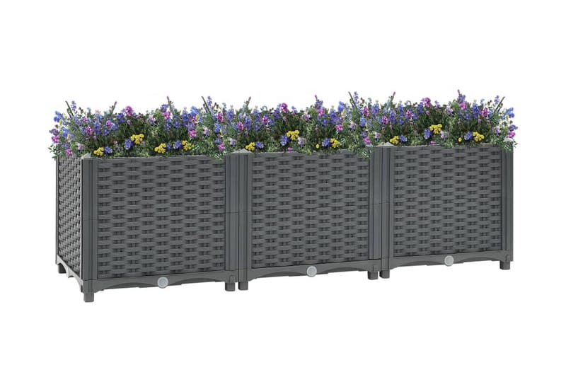 Upphöjd odlingslåda 120x40x38 cm polypropen - Grå - Blomlåda & balkonglåda - Utomhuskruka