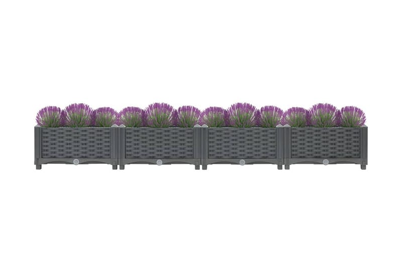 Upphöjd odlingslåda 160x40x23 cm polypropen - Grå - Utomhuskruka - Blomlåda & balkonglåda
