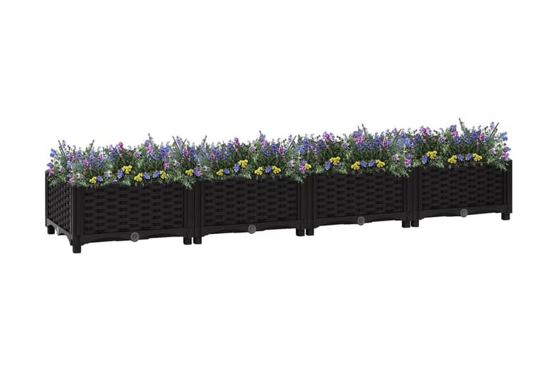 Upphöjd odlingslåda 160x40x23 cm polypropen - Svart - Utomhuskruka - Blomlåda & balkonglåda