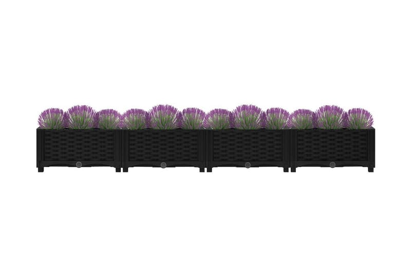 Upphöjd odlingslåda 160x40x23 cm polypropen - Svart - Utomhuskruka - Blomlåda & balkonglåda