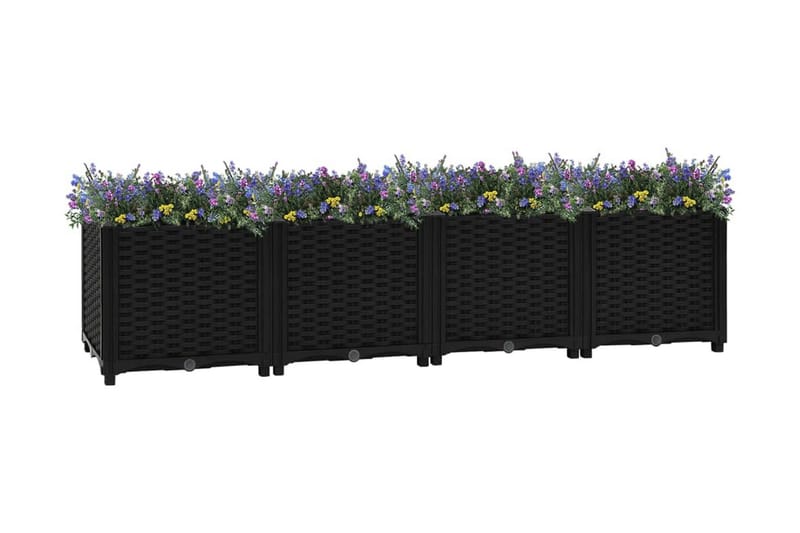 Upphöjd odlingslåda 160x40x38 cm polypropen - Svart - Utomhuskruka - Blomlåda & balkonglåda