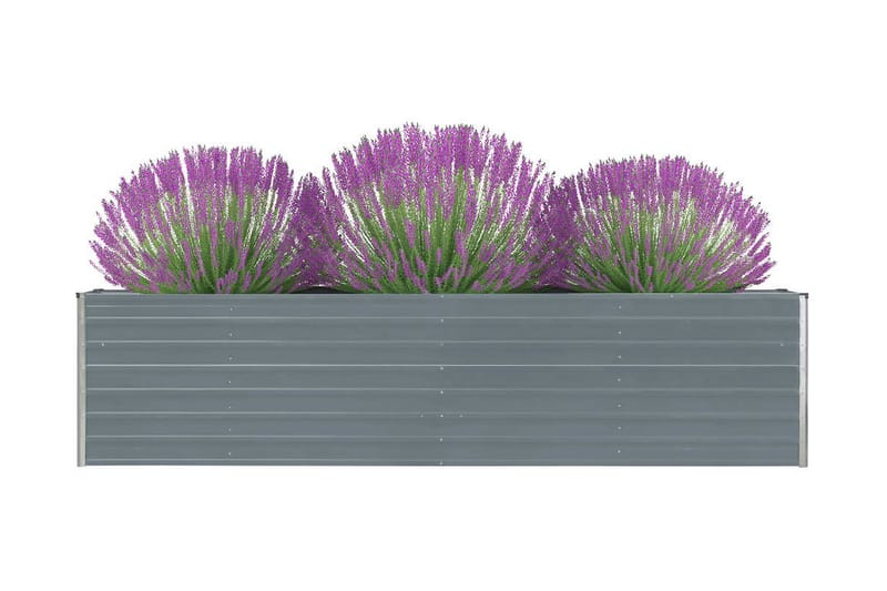 Upphöjd odlingslåda 320x40x77 cm galvaniserat stål grå - Grå - Utomhuskruka - Blomlåda & balkonglåda