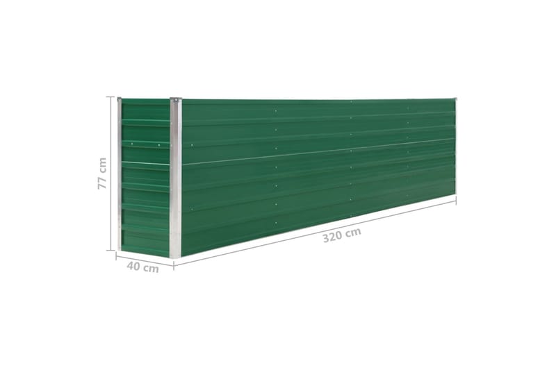 Upphöjd odlingslåda 320x40x77 cm galvaniserat stål grön - Grön - Utomhuskruka - Blomlåda & balkonglåda