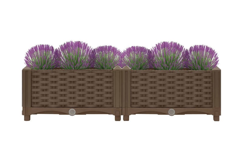 Upphöjd odlingslåda 80x40x23 cm polypropen - Brun - Utomhuskruka - Blomlåda & balkonglåda