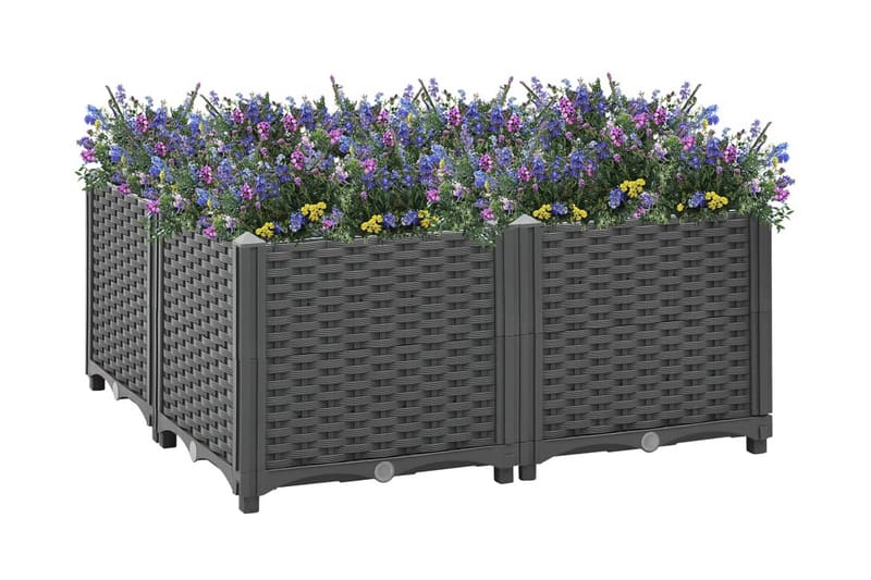 Upphöjd odlingslåda 80x80x38 cm polypropen - Grå - Blomlåda & balkonglåda - Utomhuskruka