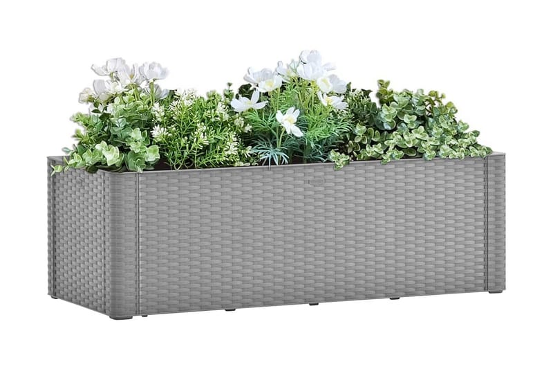 Upphöjd odlingslåda med självbevattning grå 100x43x33 cm - Grå - Utomhuskruka - Blomlåda & balkonglåda