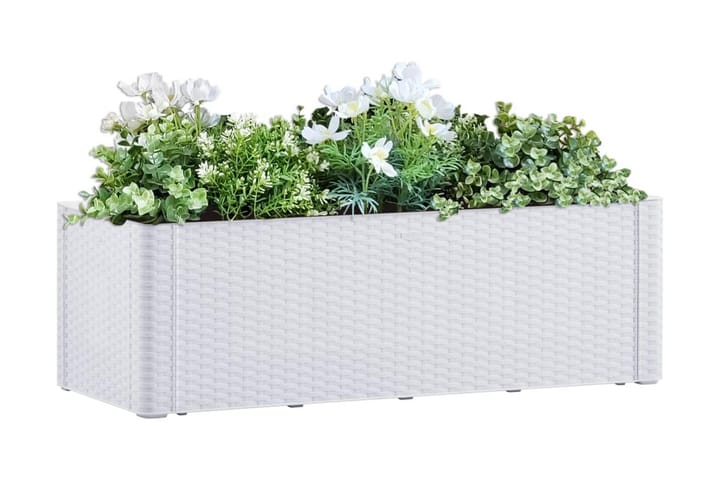 Upphöjd odlingslåda med självbevattning vit 100x43x33 cm - Vit - Blomlåda & balkonglåda - Utomhuskruka