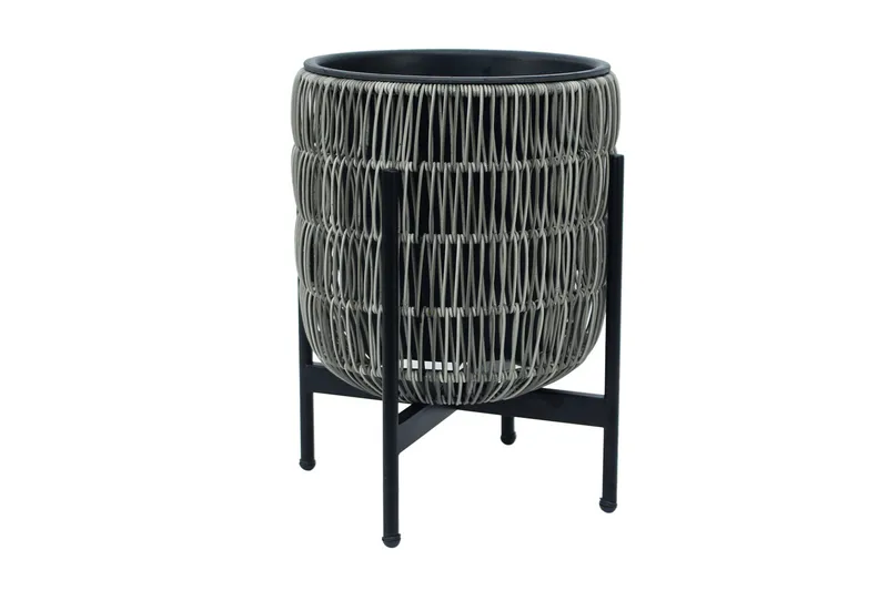 Wicker Blomkruka på stativ 30x30xH38 cm Grå - Inredning - Dekoration & inredningsdetaljer - Krukor & ytterkrukor - Utomhuskruka