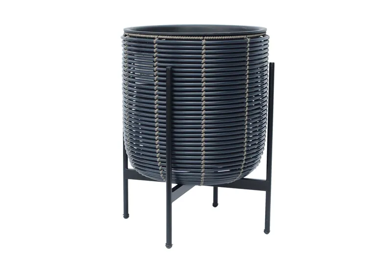 Wicker Blomkruka på stativ 38x38xH49 cm Svart