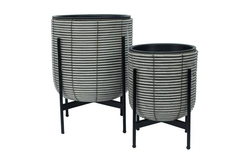 Wicker Blomkruka på stativ 30x30xH38 cm Grå - Inredning - Dekoration & inredningsdetaljer - Krukor & ytterkrukor - Utomhuskruka