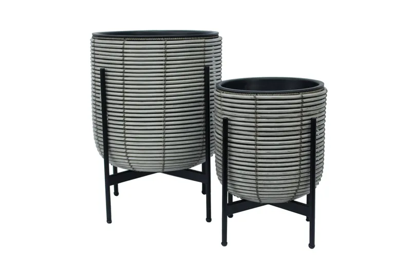 Wicker Blomkruka på stativ 38x38xH49 cm Grå - Inredning - Dekoration & inredningsdetaljer - Krukor & ytterkrukor - Utomhuskruka