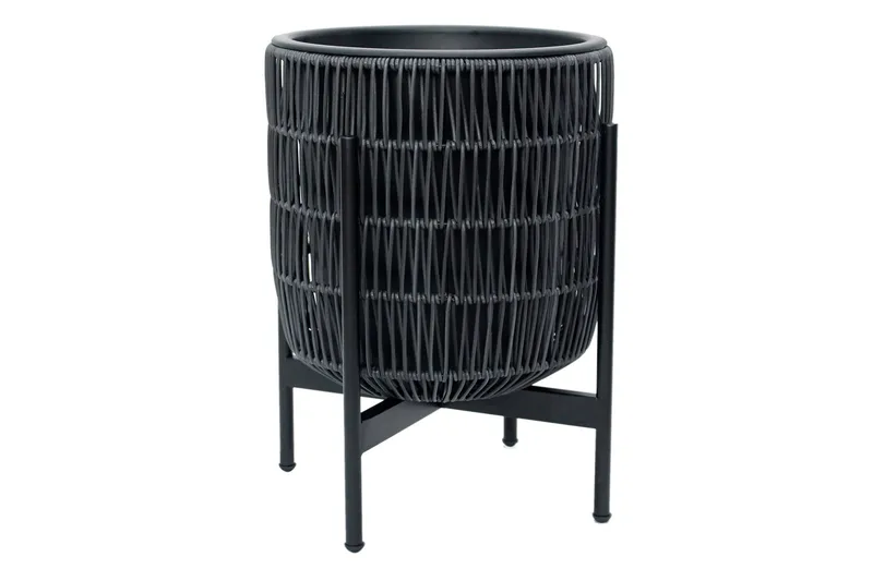 Wicker Blomkruka på stativ 38x38xH49 cm Svart