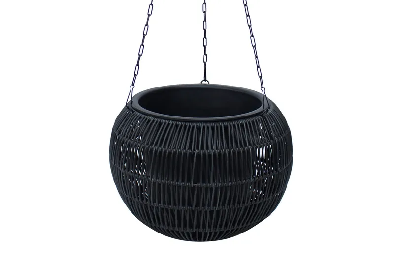 Wicker Hängande Kruka D32xH22 cm Svart - Inredning - Dekoration & inredningsdetaljer - Krukor & ytterkrukor - Utomhuskruka