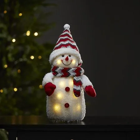 LED-Dekorationsfigur Jul Joylight Snögubbe 20x38 cm Batteridriven - Vit / Röd / Grå - Inredning - Dekoration & inredningsdetaljer - Julpynt & juldekoration