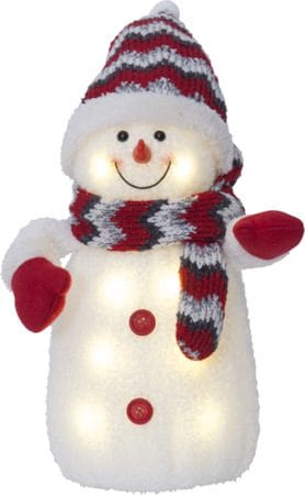 LED-Dekorationsfigur Jul Joylight Snögubbe 20x38 cm Batteridriven - Vit / Röd / Grå - Inredning - Dekoration & inredningsdetaljer - Julpynt & juldekoration