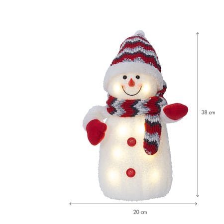 LED-Dekorationsfigur Jul Joylight Snögubbe 20x38 cm Batteridriven - Vit / Röd / Grå - Inredning - Dekoration & inredningsdetaljer - Julpynt & juldekoration