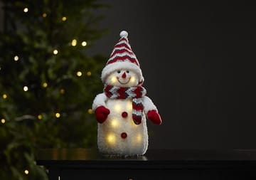 LED-Dekorationsfigur Jul Joylight Snögubbe 20x38 cm Batteridriven - Vit / Röd / Grå - Inredning - Dekoration & inredningsdetaljer - Julpynt & juldekoration