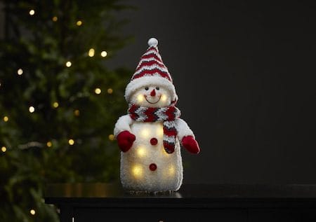 LED-Dekorationsfigur Jul Joylight Snögubbe 20x38 cm Batteridriven - Vit / Röd / Grå - Inredning - Dekoration & inredningsdetaljer - Julpynt & juldekoration