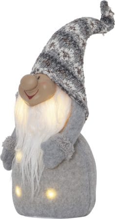 LED-Dekorationsfigur Jul Joylight Tomte 12x40 cm Batteridriven - Grå / Vit / Beige - Inredning - Dekoration & inredningsdetaljer - Julpynt & juldekoration
