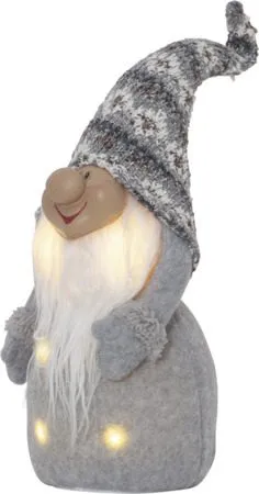 LED-Dekorationsfigur Jul Joylight Tomte 12x40 cm Batteridriven - Grå / Vit / Beige - Inredning - Dekoration & inredningsdetaljer - Julpynt & juldekoration