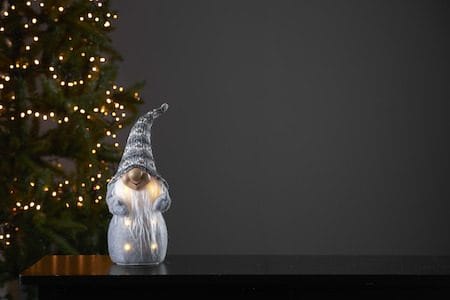LED-Dekorationsfigur Jul Joylight Tomte 12x40 cm Batteridriven - Grå / Vit / Beige - Inredning - Dekoration & inredningsdetaljer - Julpynt & juldekoration