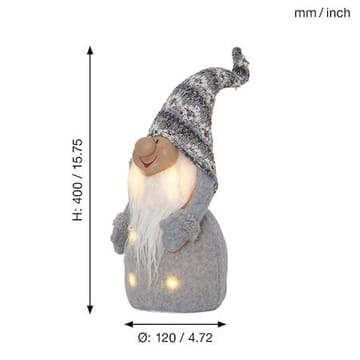 LED-Dekorationsfigur Jul Joylight Tomte 12x40 cm Batteridriven - Grå / Vit / Beige - Inredning - Dekoration & inredningsdetaljer - Julpynt & juldekoration