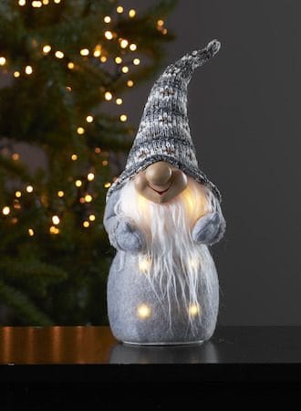 LED-Dekorationsfigur Jul Joylight Tomte 12x40 cm Batteridriven - Grå / Vit / Beige - Inredning - Dekoration & inredningsdetaljer - Julpynt & juldekoration
