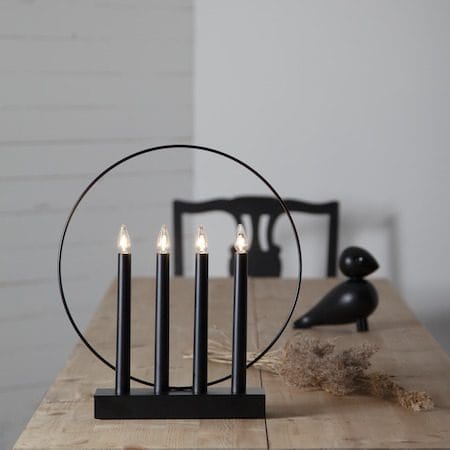 Ljusstake Glossy 32x35 cm 4 ljus E10 - Svart - Inredning - Dekoration & inredningsdetaljer - Julpynt & juldekoration