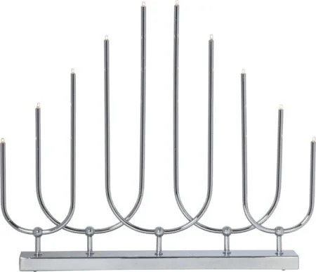 Novum Stor Adventsljusstake 46 cm - Elljusstake i Metall för Fönster, Kromsilver