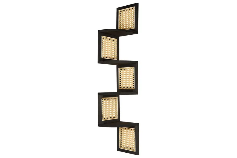Alder Vägghängd Bokhylla 19 cm i Trä med Ljust Trä-utseende, Svart|Beige