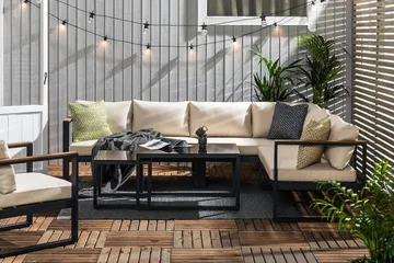 Aspvik Loungegrupp - Svart / Beiga dynor - Utemöbler & utemiljö - Loungemöbler - Loungeset & loungegrupp