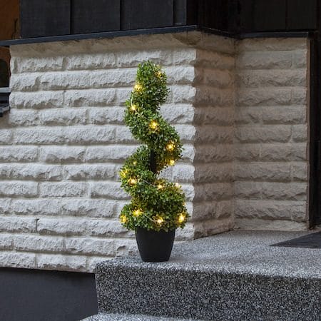 Dekorationsträd Jul Buxbom 65 cm 20 ljus Varmvit - Grön / Svart - Inredning - Dekoration & inredningsdetaljer - Prydnadssaker - Blomsterdekoration
