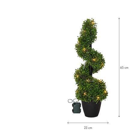 Dekorationsträd Jul Buxbom 65 cm 20 ljus Varmvit - Grön / Svart - Inredning - Dekoration & inredningsdetaljer - Prydnadssaker - Blomsterdekoration