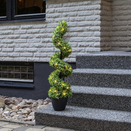 Dekorationsträd Jul Buxbom 90 cm 30 ljus Varmvit - Grön / Svart - Inredning - Dekoration & inredningsdetaljer - Prydnadssaker - Blomsterdekoration