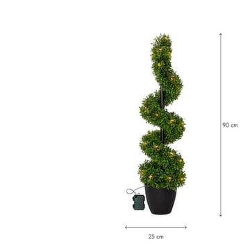 Dekorationsträd Jul Buxbom 90 cm 30 ljus Varmvit - Grön / Svart - Inredning - Dekoration & inredningsdetaljer - Prydnadssaker - Blomsterdekoration