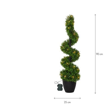 Dekorationsträd Jul Buxbom 90 cm 30 ljus Varmvit - Grön / Svart - Inredning - Dekoration & inredningsdetaljer - Prydnadssaker - Blomsterdekoration