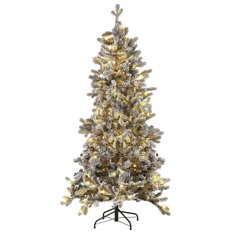 Tatlow Snöig Plastgran 180 cm med Belysning, Grön/Vit