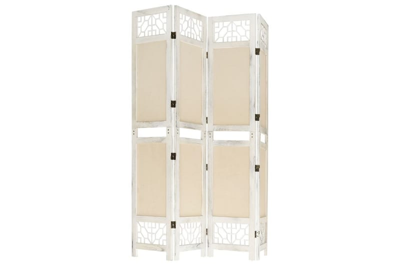 4-Panel Room Divider Cream 140x165 cm Fabric - Kräm - Rumsavdelare - Vikvägg