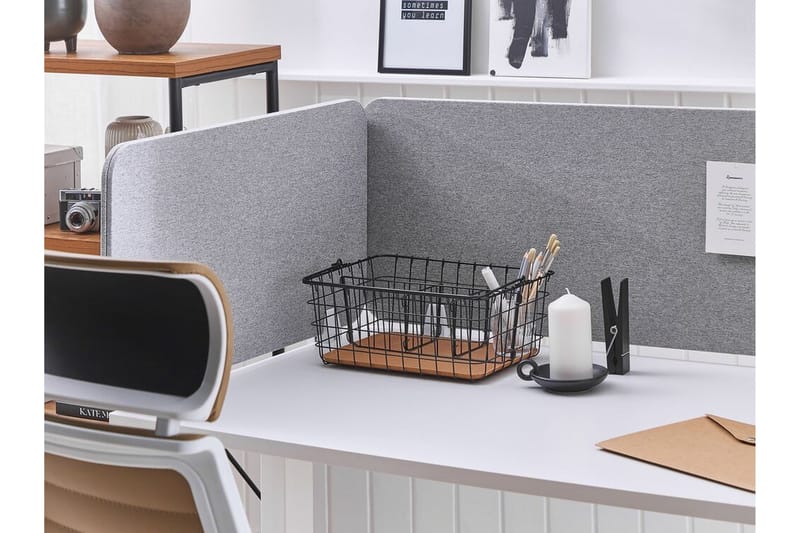 Avskärmning för skrivbord 180x40 cm grå WALLY - Vit - Avskärmning skrivbord