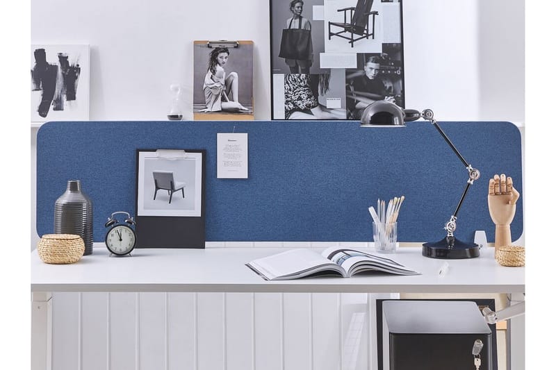 Avskärmning för skrivbord 160 x 40 cm blå WALLY - Blå - Inredning - Dekoration & inredningsdetaljer - Rumsavdelare - Avskärmning skrivbord