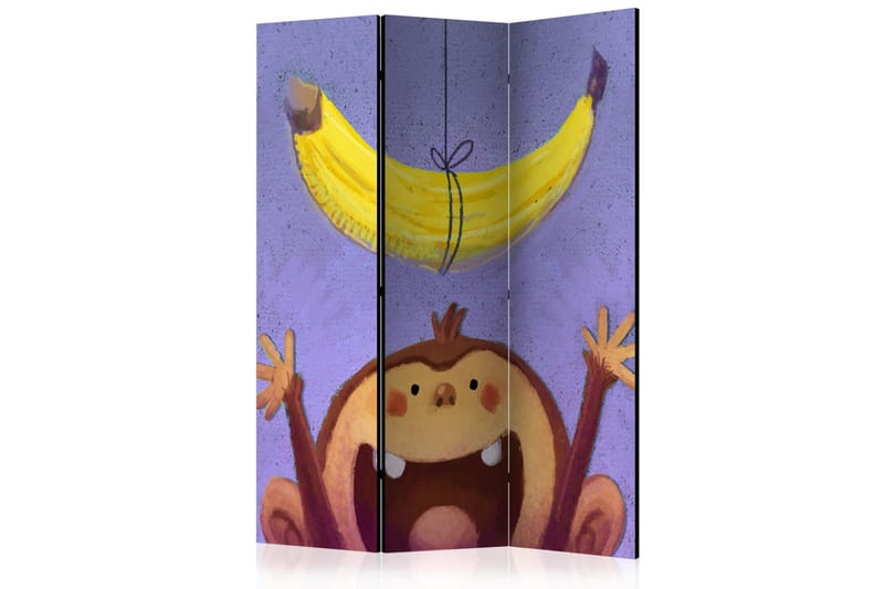 Kadira Fällbar Rumsavdelare 135x172 cm med Apa och Banan i Tyg, Brun|Lila|Gul