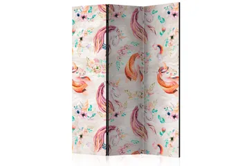 Kadira Fällbar Rumsavdelare 135x172 cm med Enhörningar och Blommor i Tyg - Flerfärgad - Inredning - Dekoration & inredningsdetaljer - Rumsavdelare