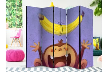 Kadira Fällbar Rumsavdelare 172x225 cm med Apa och Banan i Tyg - Brun|Lila|Gul - Inredning - Dekoration & inredningsdetaljer - Rumsavdelare