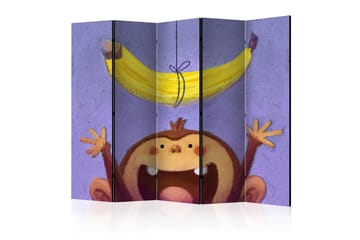 Kadira Fällbar Rumsavdelare 172x225 cm med Apa och Banan i Tyg - Brun|Lila|Gul - Inredning - Dekoration & inredningsdetaljer - Rumsavdelare