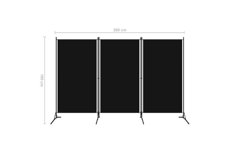 Rumsavdelare 3 paneler svart 260x180 cm - Svart - Rumsavdelare - Skärmvägg