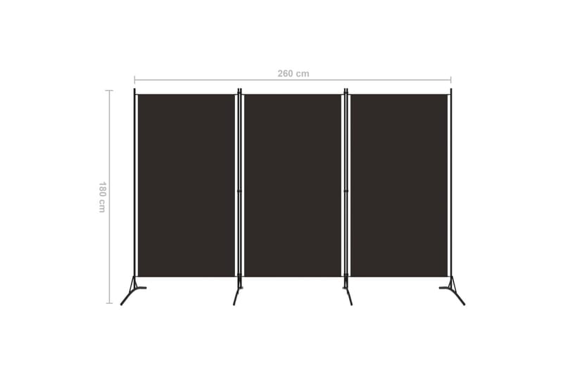 Rumsavdelare 3 paneler brun 260x180 cm - Brun - Rumsavdelare - Skärmvägg
