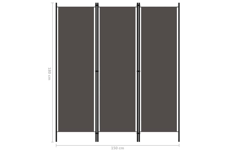 Rumsavdelare 3 paneler antracit 150x180 cm - Grå - Rumsavdelare - Skärmvägg