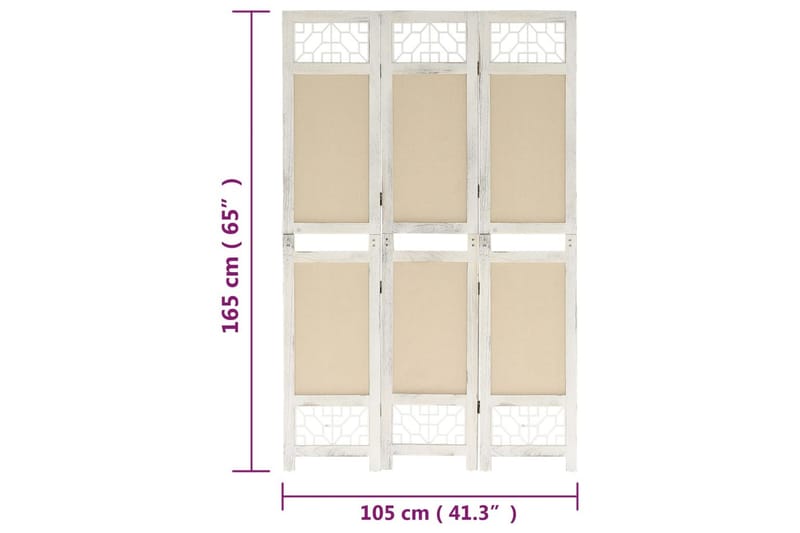 Rumsavdelare 3 paneler gräddvit 105x165 cm tyg - Kräm - Rumsavdelare - Skärmvägg