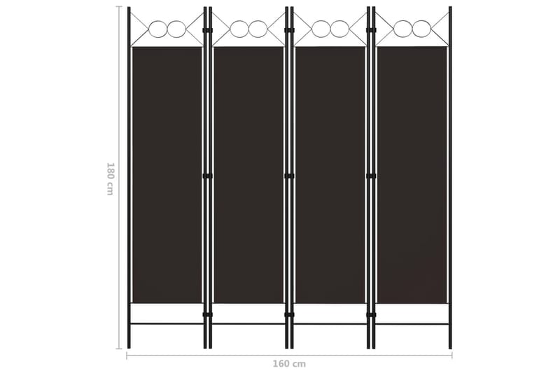 Rumsavdelare 4 paneler brun 160x180 cm - Brun - Rumsavdelare - Skärmvägg