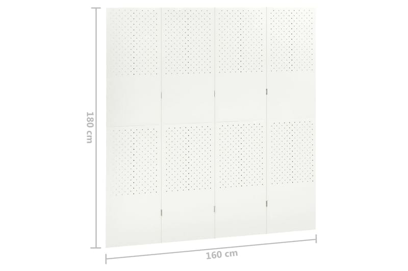 Rumsavdelare 4 paneler vit 160x180 cm stål - Vit - Vikvägg - Rumsavdelare